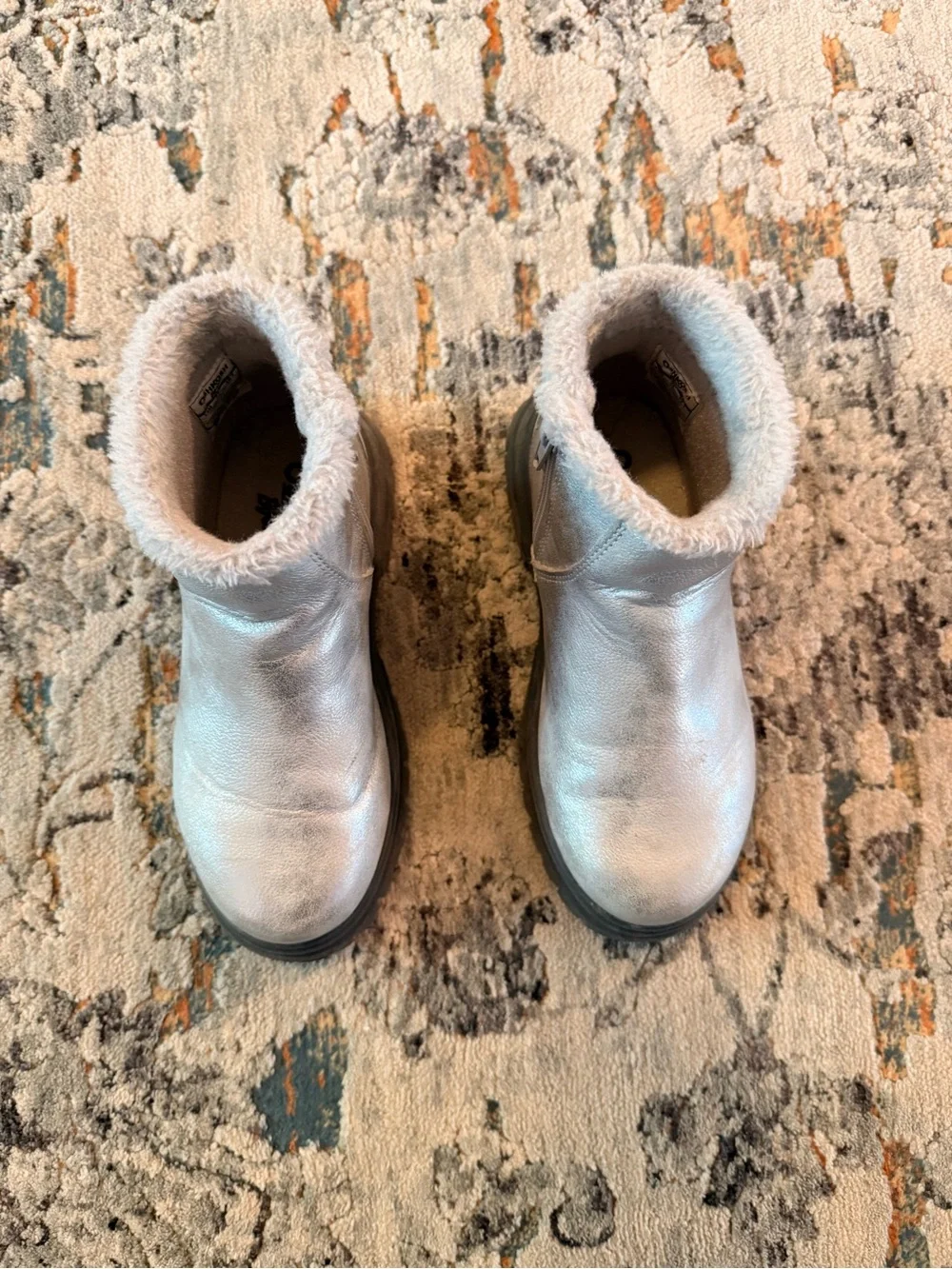 Girls Silver Ankle Boots Size 13